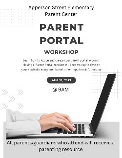 Parent Portal Workshop August 31 at 9 AM